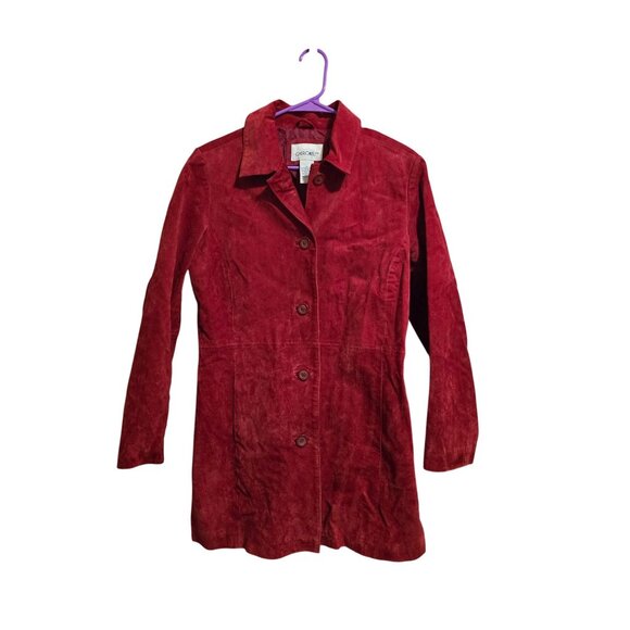 Vintage 90s Cherokee Red Suede Womens Coat Medium - Picture 1 of 3